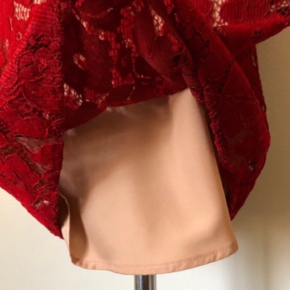 NWT, Red Dress Laced Free People deep Vneck mini - Picture 8 of 12